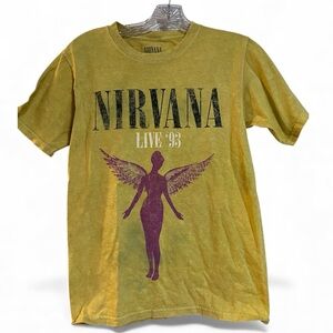 VINTAGE NIRVANA Unisex Yellow 'Live '93' Graphic Tee Size S